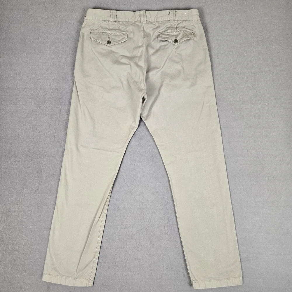 Wallace & Barnes Pants Mens 34x32 Green Tessuti di Sondrio Chino Button Fly